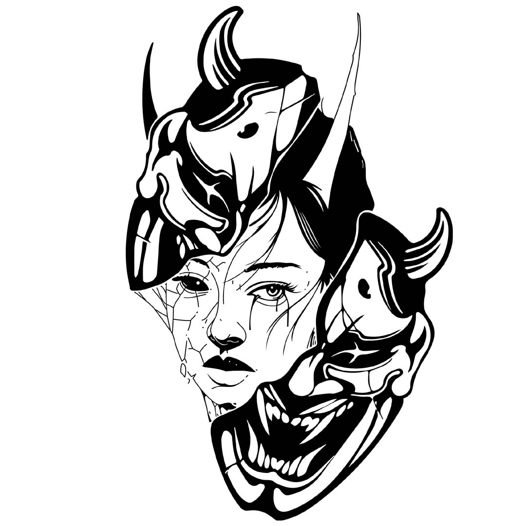 Girl with mask logo Vector